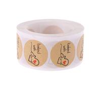 TEBI Home&Kitchen Crafts 500Pcs Baked with Love Round Kraft Paper Sticker Adhesive Baking Label for Christmas Festival Cake Box Gift