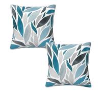 Tebjh Abstract Dusty Blue Grey Throw Pillow Covers 18 X 18 Inches Pack of 2, Dahlia Floral Flowers Petals Pillow Case Decorative Cushion Covers for Couch Bed Sofa Farmhouse Decoration