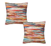 Tebjh Abstract Rainbow Throw Pillow Covers 18x18 Set of 2, Multicolored Art Vibrant Tainted Pattern Decorative Pillow Cases Outdoor Sofa Cushion Cover for Bedroom Living Room