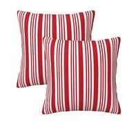 Tebjh Red and White Striped Pillow Covers 18x18 in Couch Pillow Case Sets of 2 Modern Decorative Square Throw Pillows for Home Living Room Bedroom Bed Cushion Outdoor, Tebjh-1