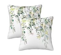 Tebjh Sage Green Leaves Pillow Covers 18x18 Set of 2, Vintage Wild Flowers Spring Throw Pillow Covers Outdoor Decorative Pillow Case for Couch Bed Sofa Cushion Home Decor