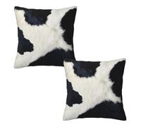 Tebjh Western Cow Print Throw Pillow Covers 16x16 Set of 2, Black and White Pillow Covers Outdoor Decorative Pillow Case for Couch Bed Sofa Cushion Home Decor