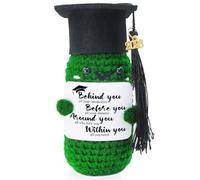 Tebliomro 2026 Graduation Emotional Support Doll High School 2026 Graduation Gifts for Him Her Positive Crochet Decor 5.9 inch Mini Handmade Knitted Doll Grad Gift for Women Men