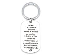 Tebliomro Grandson Stocking Stuffers Gifts from Grandma Christmas 16th 21st Birthday Gifts for Grandson Boys from Grandpa 2025 Graduation Valentine's Day Fathers Day Gift for Men Keepsake, Silver,