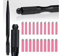 Tebori Microblading Handle Tool for Permanent Eyebrow Makeup with Nano Pink 0.15 mm Blade, Microblade Holder Set (1 x Black Pen + 10 x 18U + 10 x 14 Pins)