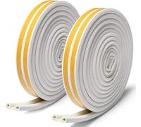 Tebrun 2X Window Draught Excluder Tape, Self-Adhesive Strip Type D, Draft Excluder for Window Insulation, Door Weather Strip, 9mm X 6mm X 2.5 Meters, 4 Seals Total 10M (White)