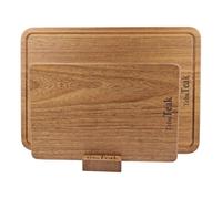 TebuTeak Solid Teak Wood Cutting Board Set - Single/One Piece Design Wooden Choping Boards Non Glued Knife-Friendly Durable Chopping Block for Kitchen Meat 15 x 10.5 IN & 12 x 8 IN (Includes Stand)
