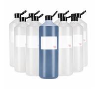 TEC 1 Litre HDPE Plastic Bottles UK Made Non-Leak 28mm Black Flip Top Lids Chemical and Water Storage Clear Transparent Reusable Empty Large Bulk Bottle (18)