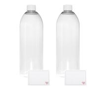 TEC 1 Litre Pet Plastic Bottles with Lids UK Made 28/410 White Caps Clear Empty Containers Tall Boston Round 30% Recycled RPET and Fully Recyclable (2)