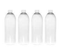 TEC 1 Litre Pet Plastic Bottles with Lids UK Made 28/410 White Caps Clear Empty Containers Tall Boston Round 30% Recycled RPET and Fully Recyclable (4)
