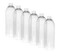 TEC 1 Litre Pet Plastic Bottles with Lids UK Made 28/410 White Caps Clear Empty Containers Tall Boston Round 30% Recycled RPET and Fully Recyclable (9)