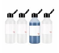 TEC 250ml HDPE Plastic Bottles UK Made Non-Leak 28mm with Black Flip Top Lids Chemical and Water Storage Clear Transparent Reusable Small Mini Empty Bulk Bottle (4)