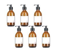 TEC 500ml Bottles Amber Glass 65% Recycled with Pumps UK Made Small Soap Dispenser for Handwash Recyclable Refillable Labels Wrapped in Brown Sustainable Paper (6)