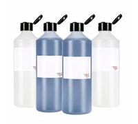 TEC 500ml HDPE Plastic Bottles UK Made Non-Leak 28mm with Black Flip Top Lids Chemical and Water Storage Clear Transparent Reusable Small Empty Bulk Bottle (4)