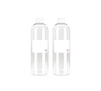 TEC 500ml Plastic Bottles with 28/410 White Caps RPET - UK Made Clear Boston Round Containers - 30% Recycled & Fully Recyclable - Refillable Empty Bottles for Shampoo, Cleaning Liquids & Oils (100)