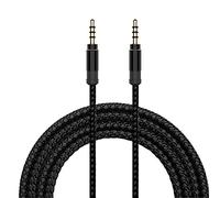 Tec-Digi 3.5mm Aux Audio Cable 3.5 mm Jack Male to Male Gold Plated Stereo Aux Cable cotton braid externally Lead Braided For Car Stereos, Smartphone, Speaker, Headphone(1.5m), Black
