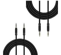 Tec-Digi 3.5mm Aux Audio Cable Male to Male, Twin Pack, 1.5m, Black