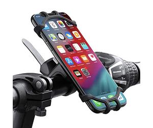 Tec-Digi Bike Phone Mount, 360°Rotatable Adjustable Universal Silicone Motorcycle Phone Mount Bicycle GPS Units Holder, Compatible with iPhone 11 Pro Max/X/XS MAX/XR/8/8 Plus, Samsung S20/S10/S10e