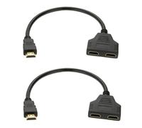 Tec-Digi Dual HDMI Splitter, PACK OF 2 1080P HDMI Male to Dual HDMI Female 1 to 2 Way Splitter Cable Adapter For DVD Players/PS3/HDTV/STB & Most LCD Projectors