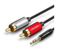 Tec-Digi RCA to 3.5mm Cable 2 Phono Aux Stereo Audio Lead Mini Jack 2RCA Red and White Headphone Cord Compatible with Record Player/Amplifier/DJ Controller/Speaker/Car/Turntable/Soundbar/TV/Laptop 1M