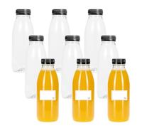 TEC Juice Bottle 500ml with Lids Plastic Empty Clear Round PET Small Mini Drink Containers Reusable for Fridge Suitable for Kids Adults Water Milk Lunchboxes Juicing Pack Multipack in Bulk (36)