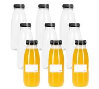 TEC Juice Bottles 500ml with Lids Plastic Empty Clear Round PET Small Drink Containers Reusable for Fridge Suitable for Kids Adults Water Milk Lunchboxes Juicing (50)