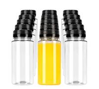 TEC Juice Bottles Plasticwith Lids 200ml Mini Shot Bottle 30% Recycled PET Small Clear Round Tubes Tamper Evident Drink Water Party Pack Multipack in Bulk Packs UK Made (18)