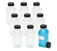 TEC Juice Bottles with Black Lids 250ml Square UK Made (18)
