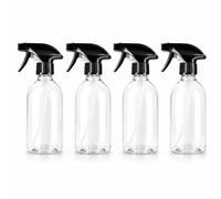 TEC Spray Bottles 250ml Black Sprayer 30% RPET Refillable Clear Compact Plastic Bottle UK Made For Water, Cleaning, Laundry, Gardening & Ironing (4)