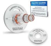 Tec4Camp® Watertwin-PRO 3-Pin D: 68/78 | Adapter with Filter for Water Filler Nozzle | Gardena Compatible Fuel Cap Filling Adapter | Tap Connection Motorhome Caravan Camping Van