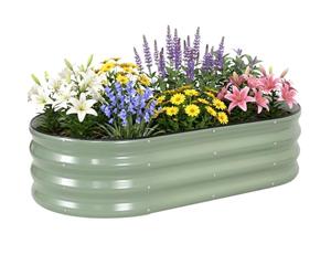 TECANA Galvanized Raised Garden Bed Outdoor, 4x2x1FT Metal Planter Box