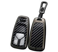 TECART 3 Button Car Key Fob Cover Full Protection Fit For AUDI A4 S4 RS4 B9 A5 F5 S5 RS5 A6 A7 C8 S8 D5 Q2 Q5 TT TTRS R8 Smart Key Case Replacement Carbon Fiber Key Chain Accessories Key Shell Black A