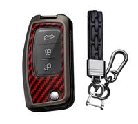 TECART Car Key Case Cover Fits Ford Fiesta Galaxy Kuga C-Max S-Max Mondeo MK4 Remote Control Smart Key Case 3 Button Metal Car Key Case with Key Fob, B-red, 3-Taste