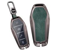 TECART Car Key Case Fits BYD Han Ev Tang Dm Qin Plus Song Pro MAX Yuan Buckle Key Case Zinc Alloy Leather TPU Key Box Cover 4 Buttons
