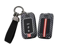 TECART Car Key Case Fits Lexus GS200t GS300h GS350 GS450h GS-F ES300h ES350 IS200t IS250 Metal Key Case Silicone 3 Buttons Carbon Fibre Pattern Key Ring -Long B