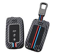 TECART Car Key Case Fits Lexus GS200t GS300h GS350 GS450h GS-F ES300h ES350 IS200t IS250 Metal Key Case Silicone Carbon Fibre Pattern 3 Buttons Protective Key Case Short A