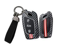 TECART Car Key Case Fits MG Roewe RX5 I5 I6 RX3 RX8 GS MG5 SAIC ZS EV MG6 EZS HS EHS MG3 Metal Key Case Silicone 3 Buttons Carbon Fibre Pattern Key Ring -Long B