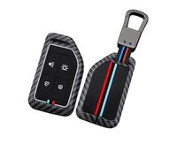 TECART Car Key Case Fits Volvo FH16 RC FM EVRO 6 FH Cargo 555 FM Heavy Truck Metal Key Case Silicone Carbon Fibre Pattern 4 Buttons Protective Key Case Short A