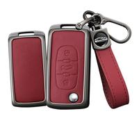 TECART Car Key Case for Peugeot 206 207 307 308 407 607 807 Flip Key Case for Citroen C2 C3 C4 C4L C5 C6 Metal Key Fob Cover Key Protector 3 Buttons Red