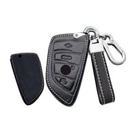 TECART Car Key Case Leather Key Case Fits BMW 1 2 3 4 5 6 7 8 Series X1 X2 X3 X5 X6 X7 X3M M3 M4 M8 M5 3/4 Buttons Key Case Key Box Cover Key Fob Leather Black
