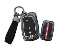 TECART Car Key Case Suitable for Lexus GX460 GS350 GS450h RX350 RX450h ES350 IS250 IS350 CT200h LS460 Metal Key Case Silicone 3 Buttons Carbon Fibre Pattern Keyring -Long B