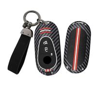TECART Car Key Case Suitable for Mercedes Benz S-Class W223 S300 S350 S400 S450 S500 S350l S400l S450l Metal Key Case Silicone 3 Buttons Carbon Fibre Pattern Key Ring -Long B