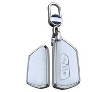 TECART Car Key Cover Protection fit for VW Volkswagen Golf 8 MK8 GTI GTD ID.3 ID.4 Key Fob Holder fit for Seat Tarraco Ateca Leon Skoda Octavia Keychain Leather Key Fob Holder Case 3 Buttons A White