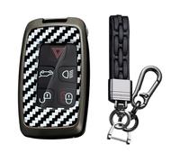 TECART Car Key Fob Cover 5 Buttons fit for Defender Discovery Evoque LR4 Range Fit For Rover Sport Fit For Jaguar XF XJ XE XJL Key Case Key Shell Key Holder Keychain Accessories-B White