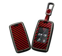 TECART Car Key Fob Cover Protector Keyring fit for Discovery 5 Fit For Range Rover Evoque SPORT VOGUE Fit For Jaguar E-PACE I-PACE 5 Buttons Car Key Shell Bag Key Holder Fob Case-A Red