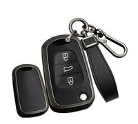 TECART Flip Car Key Case Fit For Kia Sportage Ceed Soul Rio Optima Niro Key Fob Cover fit for Hyundai i10 i20 i30 iX20 iX35 3 Buttons Full Protection Folding Key Shell Case Keychain Black