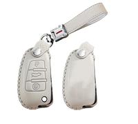 TECART Flip Folding Car Key Case Leather Key Cover Case Protector fit for Audi A6 A7 A8 E-Tron S6 RS6 S7 RS7 Q7 SQ7 Q8 SQ8 A6L A8L Q4 D5 4N GT 4M 8Y 3 Buttons Key Fob Holder Case Accessories White