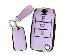TECART Flip Key Case Fits MG Morris Garages MG3 MG5 ZS ZR ZT EZS Birthday Gifts Key Case TPU Fits Roewe RX5 Key Protection Key Case 3 Buttons Purple