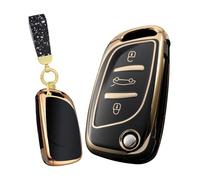 TECART Flip Key Case Fits Peugeot 207 306 307 308 407 Key Case Fits Citroen C1 C2 C3 DS DS3 DS4 DS5 Graduation Gifts Key Fob Cover 3 Buttons Black