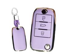 TECART Folding Key Fob Cover Fit For MG ZS GT GS 350 360 750 Key Accessories with Keychains Soft TPU Key Cover Protector, Braided-keychain-purple